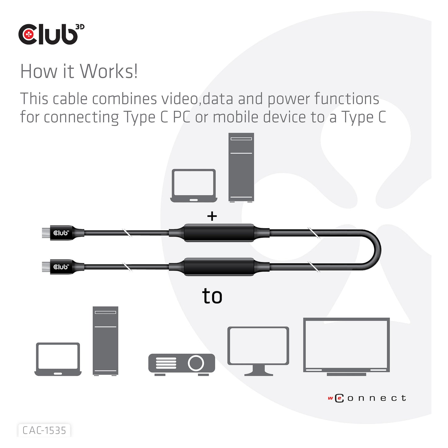 Club3D Kabel USB 3.2 Typ C 5m aktiv St/St