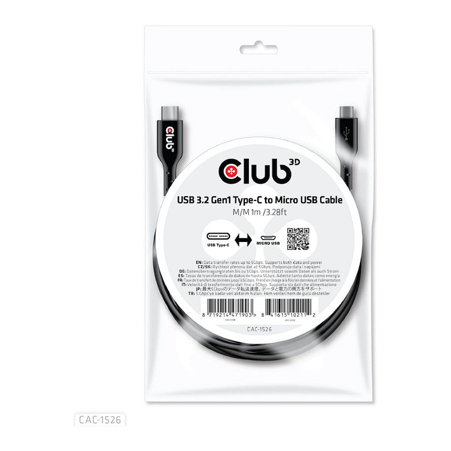 Club3D Kabel USB 3.2 Typ C <> Micro USB 1m St/St