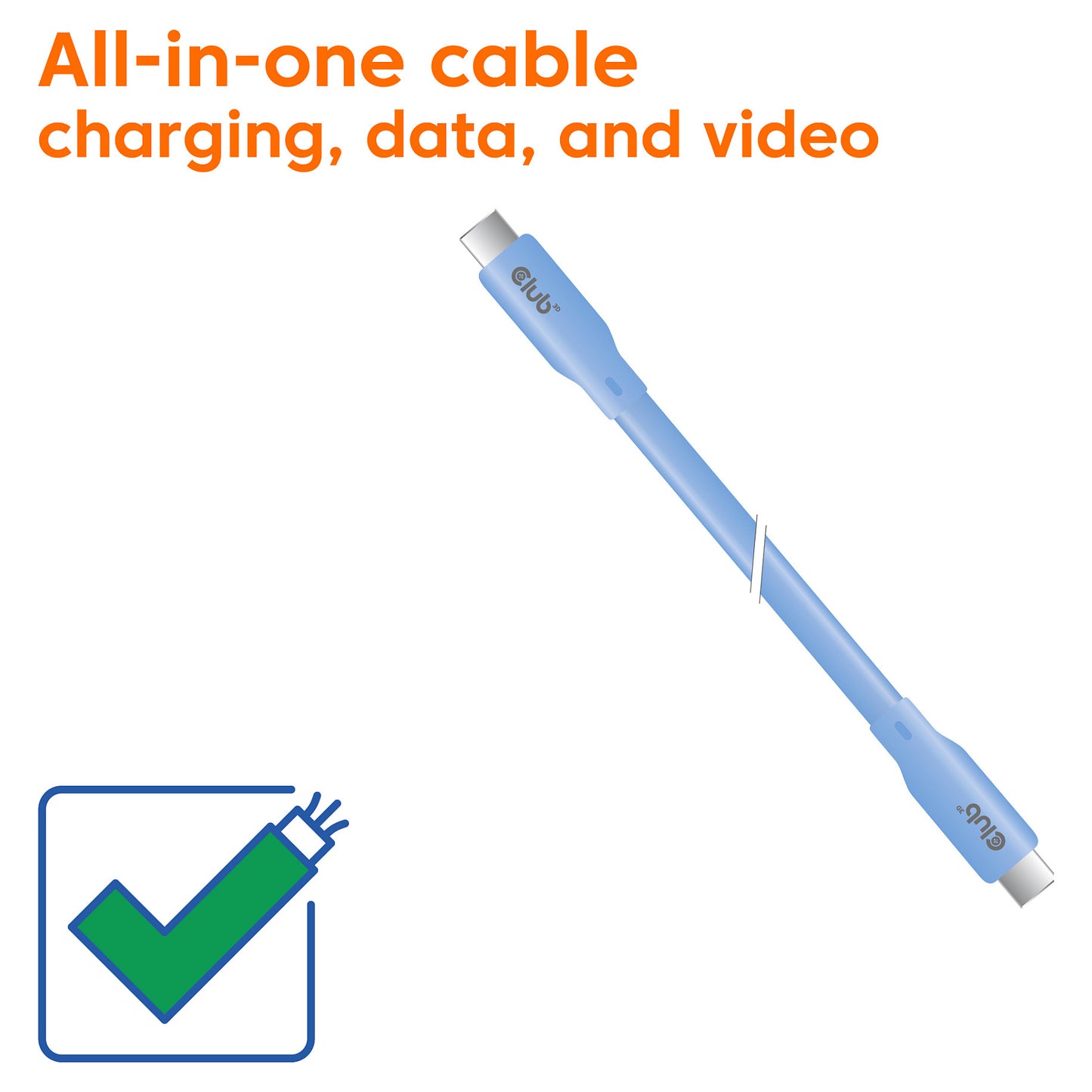 Club3D Lifestyle USB-C Kabel PD 240W.20Gbps 2m blau St/St