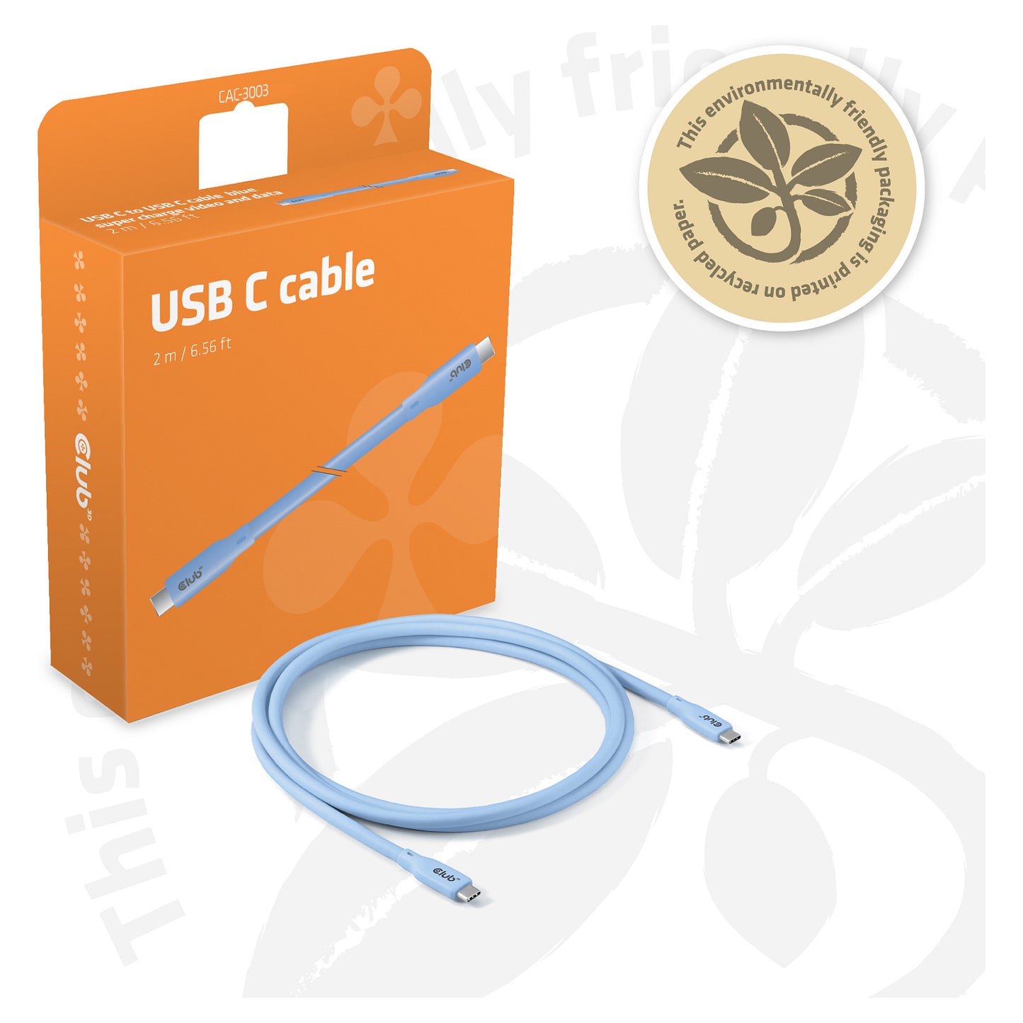 Club3D Lifestyle USB-C Kabel PD 240W.20Gbps 2m blau St/St