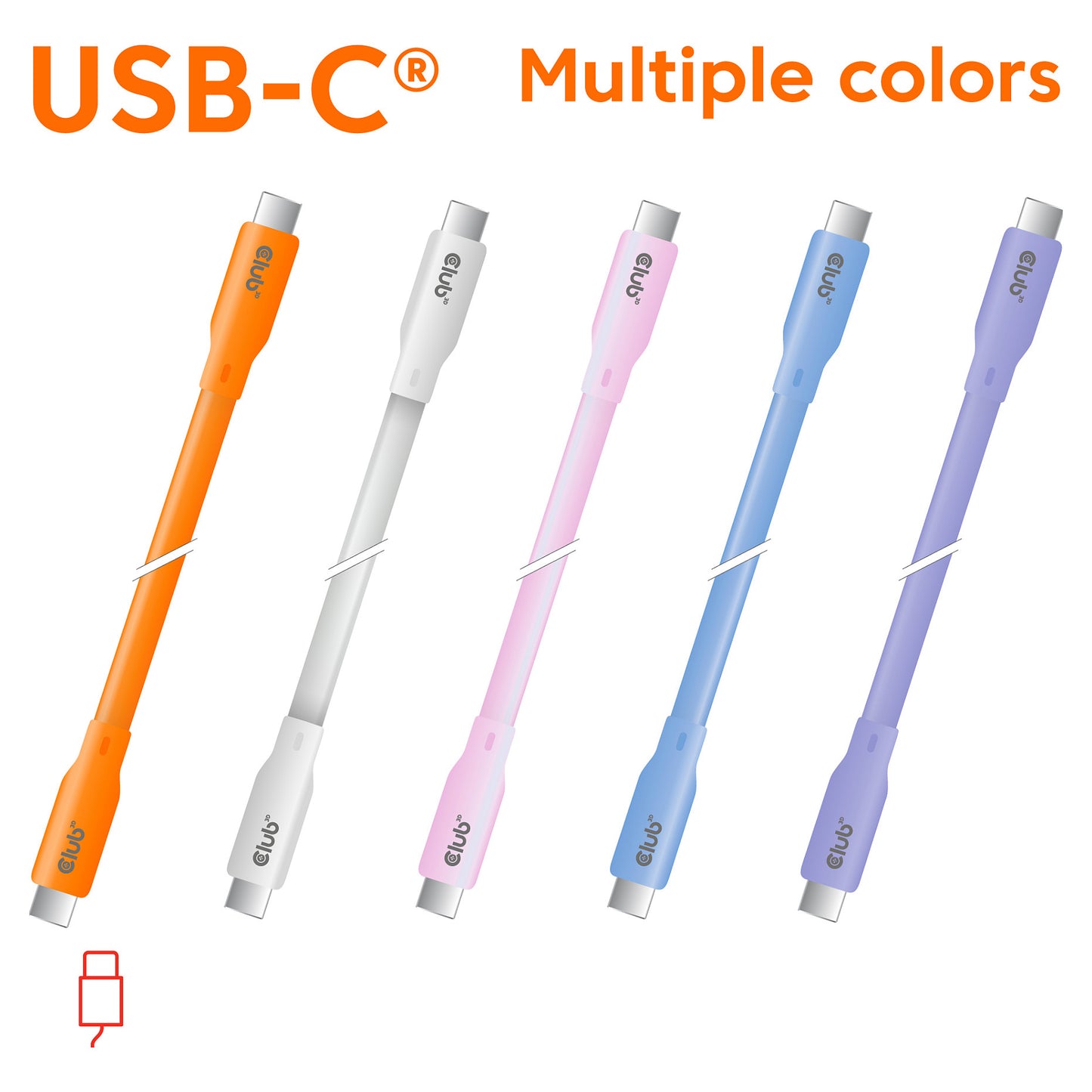 Club3D Lifestyle USB-C Kabel PD 240W.20Gbps 2m lila St/St