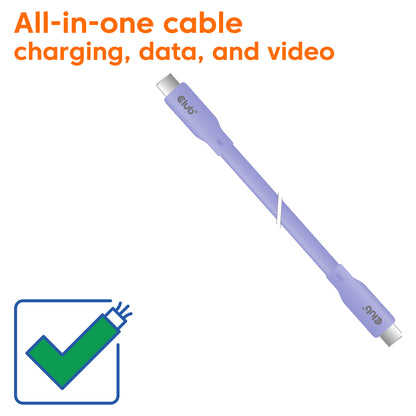 Club3D Lifestyle USB-C Kabel PD 240W.20Gbps 2m lila St/St