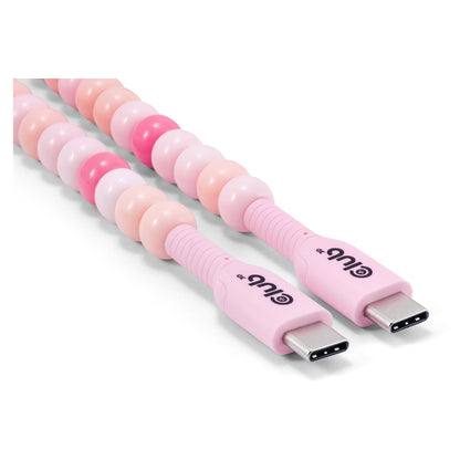 Club3D Lifestyle USB-C Perlen-Kabel PD60W.480Mbps 2m rosa