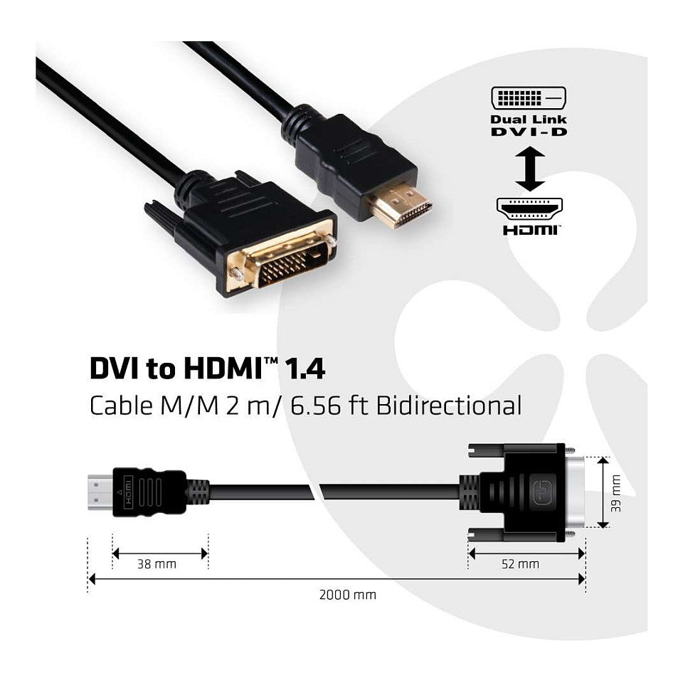 Club3D Kabel DVI <-> HDMI 1.4 2m 4K30Hz St/St