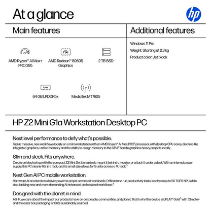 HP Z2 Mini G1a AMD Ryzen AI Max+ PRO 395 64GB 2TB/SSD W11P 3J Gar (DE)