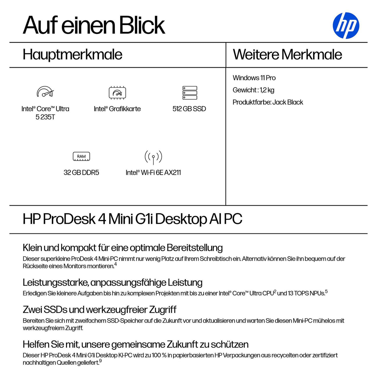 HP PRODESK 4 MINI G1I U5-235T