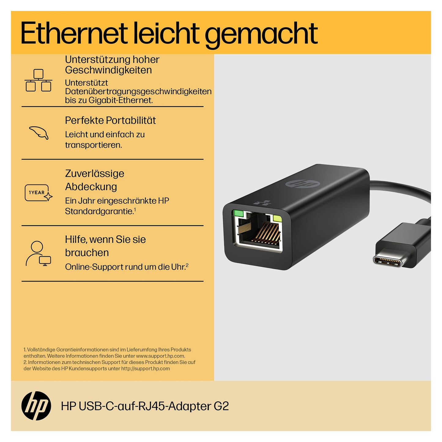 HP Adapter USB-C -> RJ45 G2-Adapter