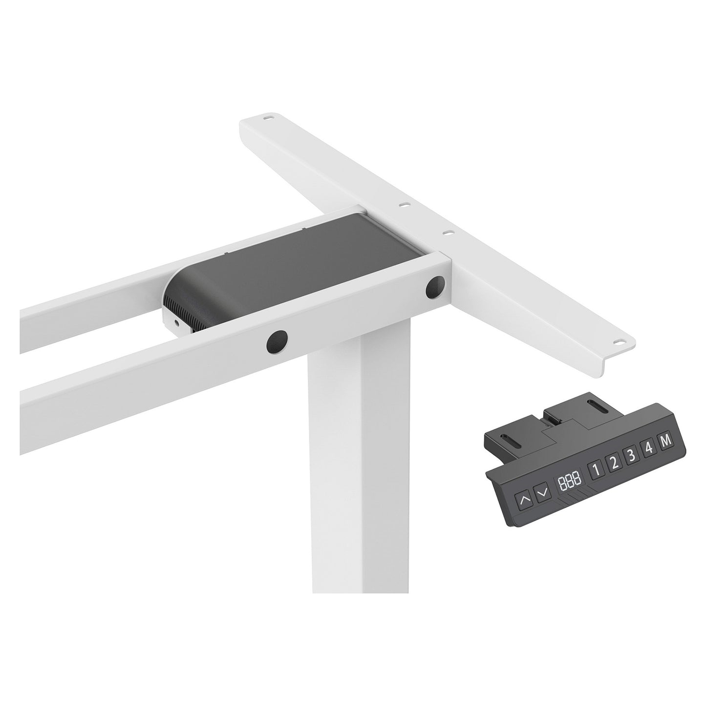 DIGITUS Elektrisch höhenverstellbares Tischgestell, 90° L-Form, Triple-Motor, 2-Stufen, Weiß