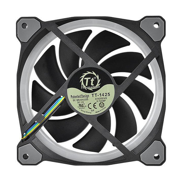 140mm Thermaltake Riing Plus 14 LED RGB Radiator Fan TT Premium Black 3 Pack