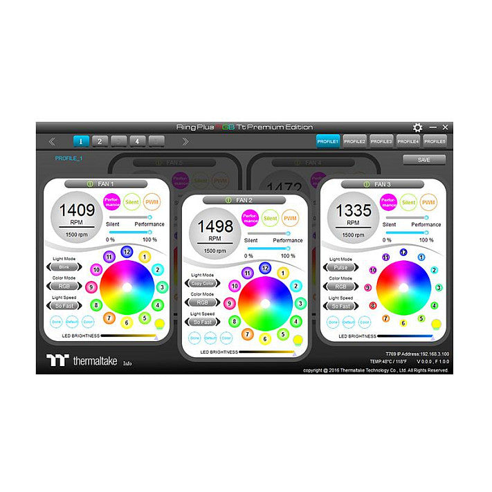 140mm Thermaltake Riing Plus 14 LED RGB Radiator Fan TT Premium Black 3 Pack