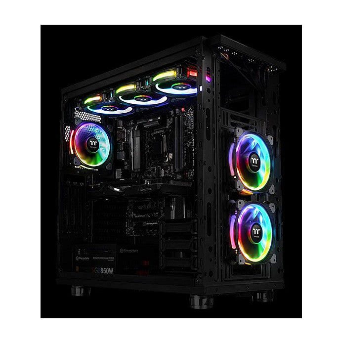 140mm Thermaltake Riing Plus 14 LED RGB Radiator Fan TT Premium Black 3 Pack