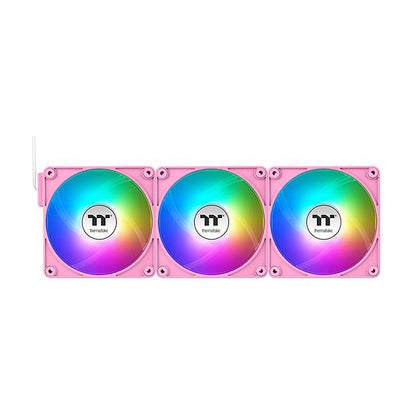 140mm Thermaltake CT140 EX ARGB Sync PC Cooling Fan Pink 3 Pack