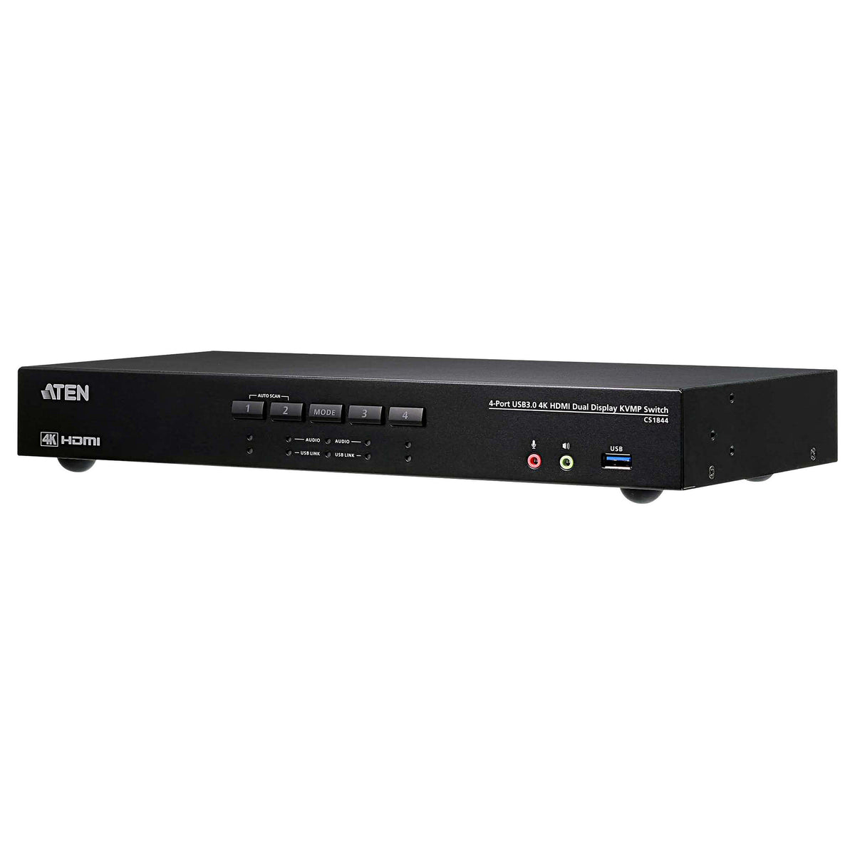 ATEN CS1844 4-Port True 4K HDMI Dual-View KVM Switch mit Audio & USB 3.0Hub