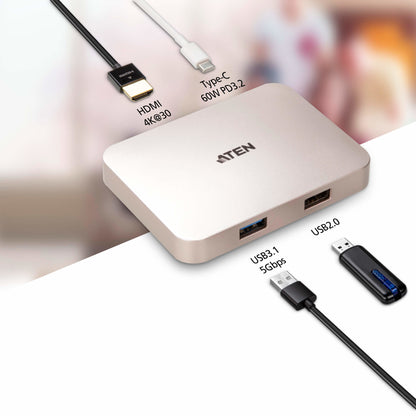 ATEN UH3235 USB-C 4K Ultra Mini Dock mit Power Passthrough
