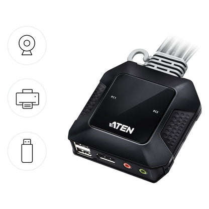 ATEN CS52DP 2-Port USB-C DP Hybrid Kabel KVM