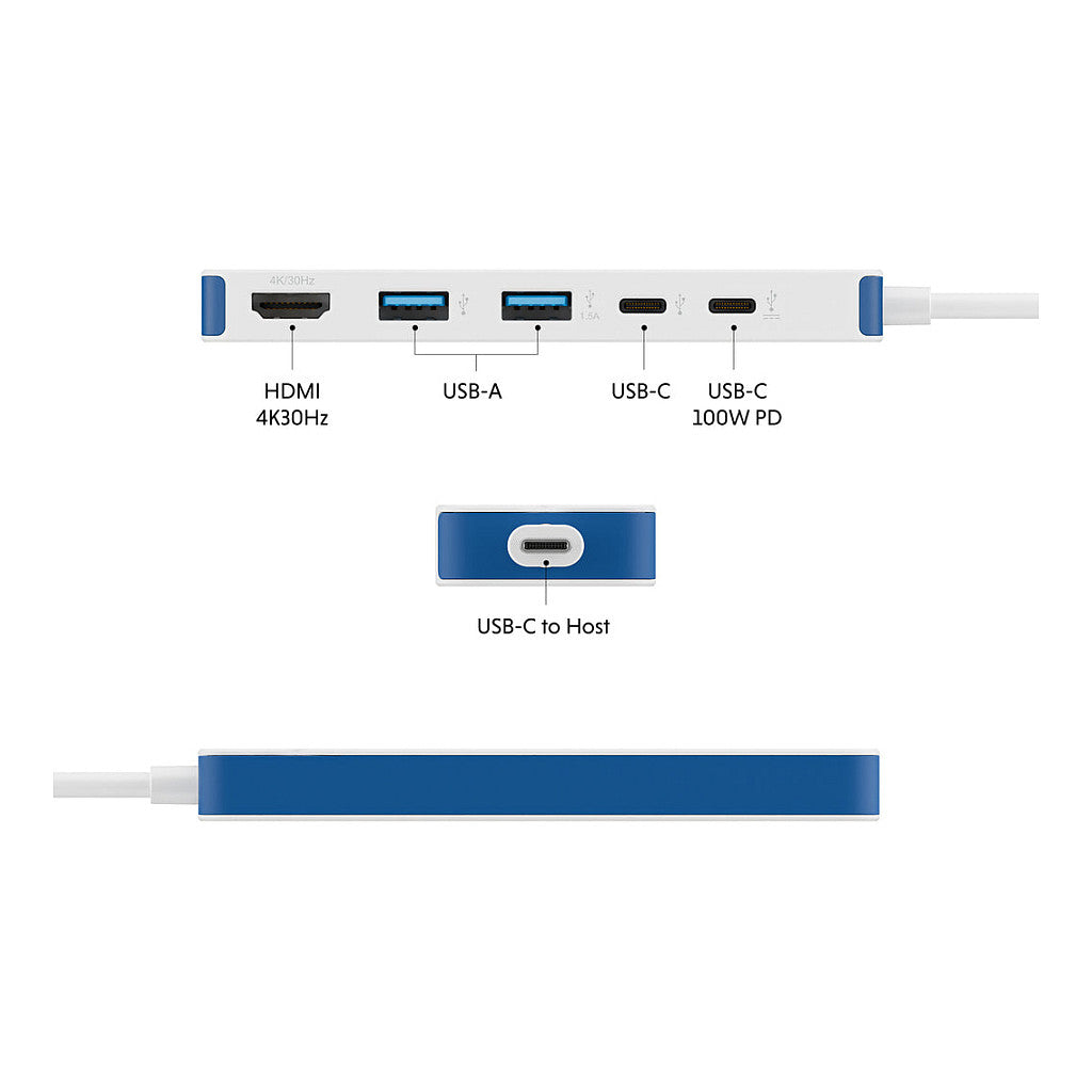 D TARGUS HyperDrive Flex 5 Port USB-C Hub Blue