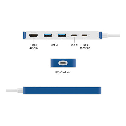 D TARGUS HyperDrive Flex 5 Port USB-C Hub Blue