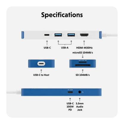 D TARGUS HyperDrive Flex 8 Port USB-C Hub Blue