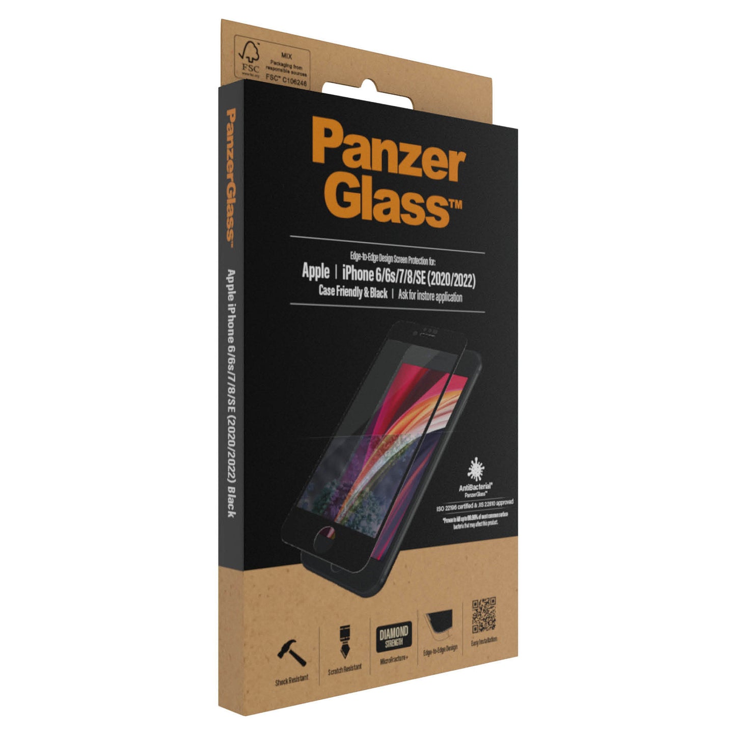 PanzerGlass E2E f. iPhone 6/7/8/SE 2020/2022. CF. Black