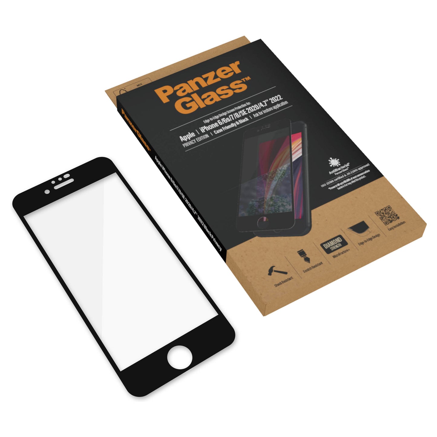 PanzerGlass E2E f. iPhone 6/7/8/SE 2020/2022. CF. Black