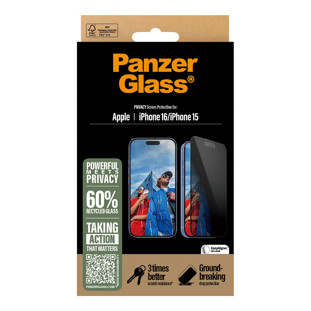 PanzerGlass Privacy iPhone 16/15 UWF