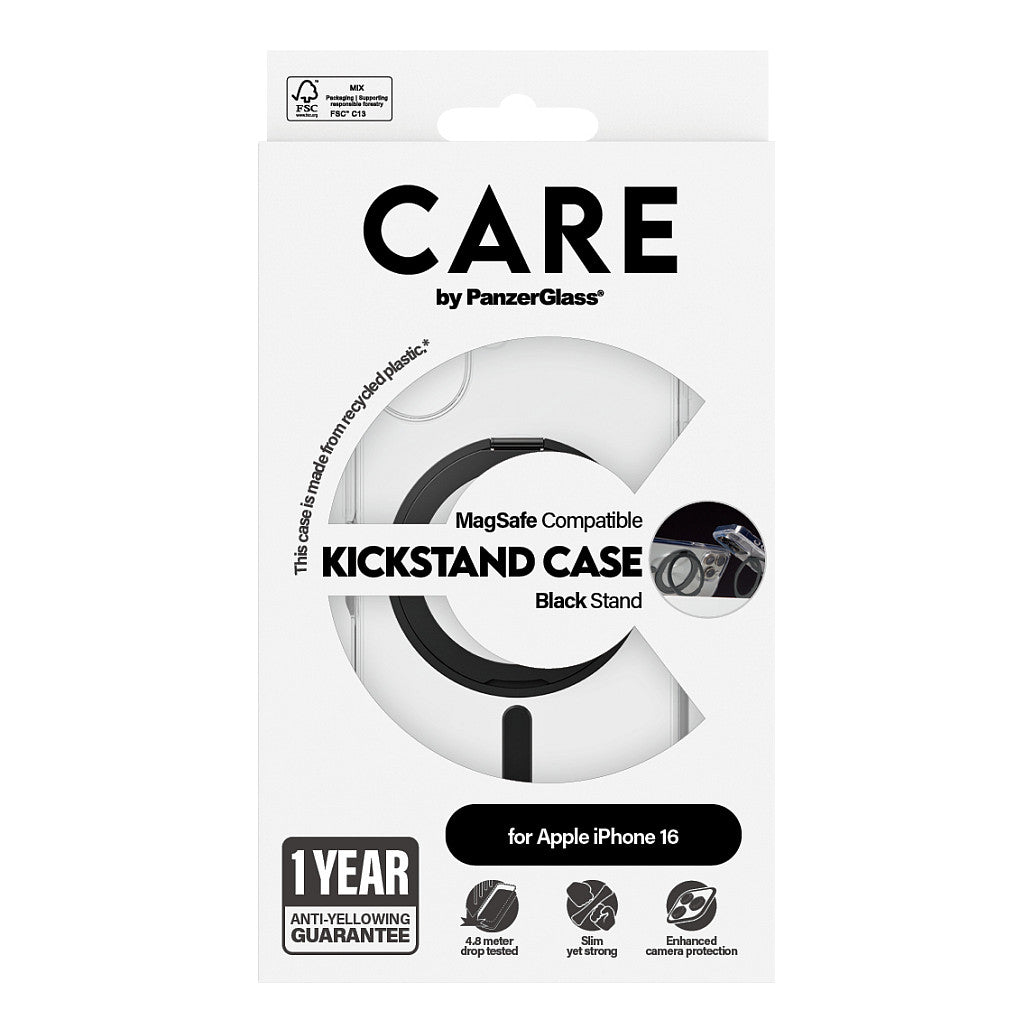 CARE Case Feature Black Kickstand MagSAFE iPhone 16