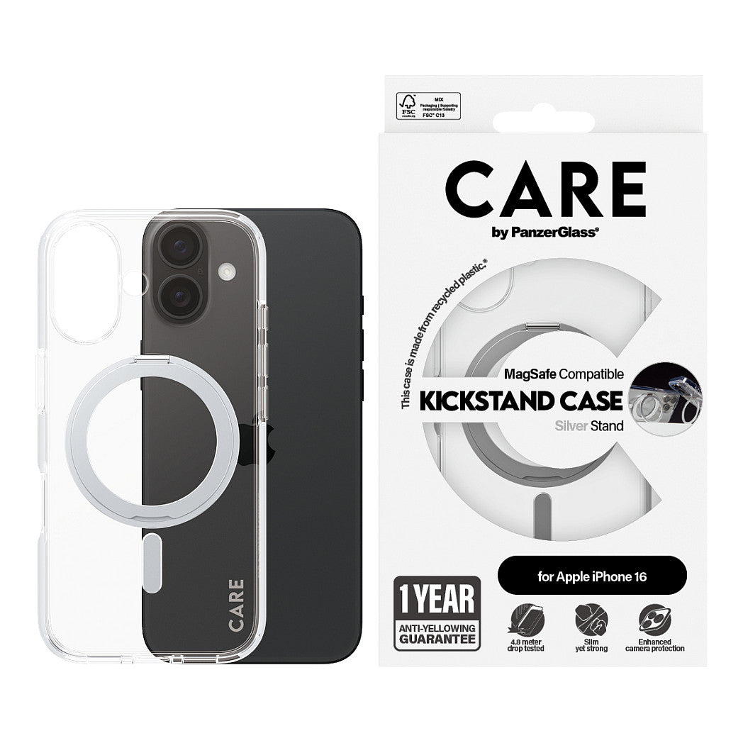 CARE Case Feature Silver Kickstand MagSAFE iPhone 16