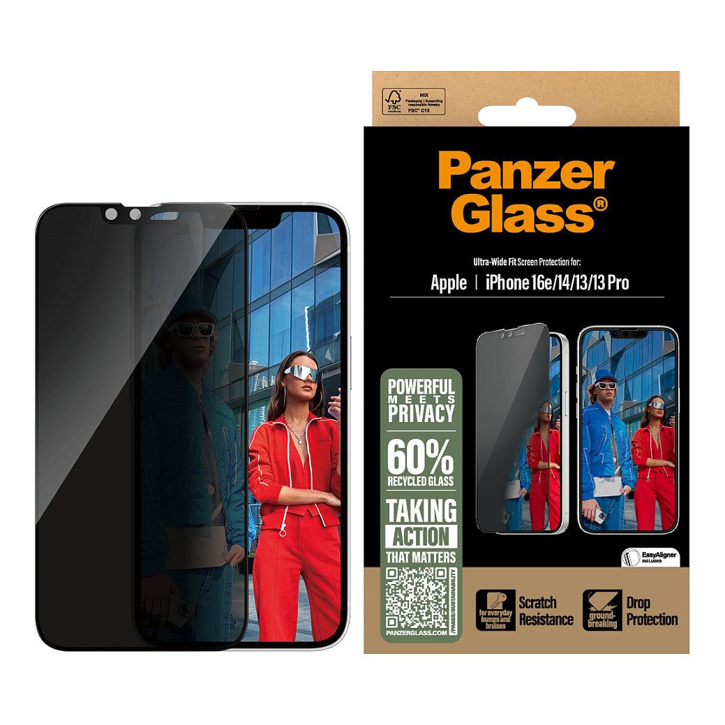 PanzerGlass Privacy UWF iPhone 16e. 14. 13. 13 Pro