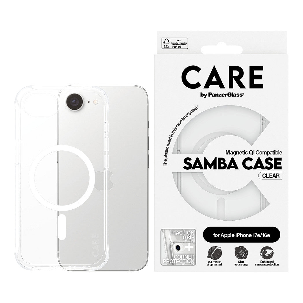 CARE Case Fashionable Samba w. MagSafe. clear iPhone 16e