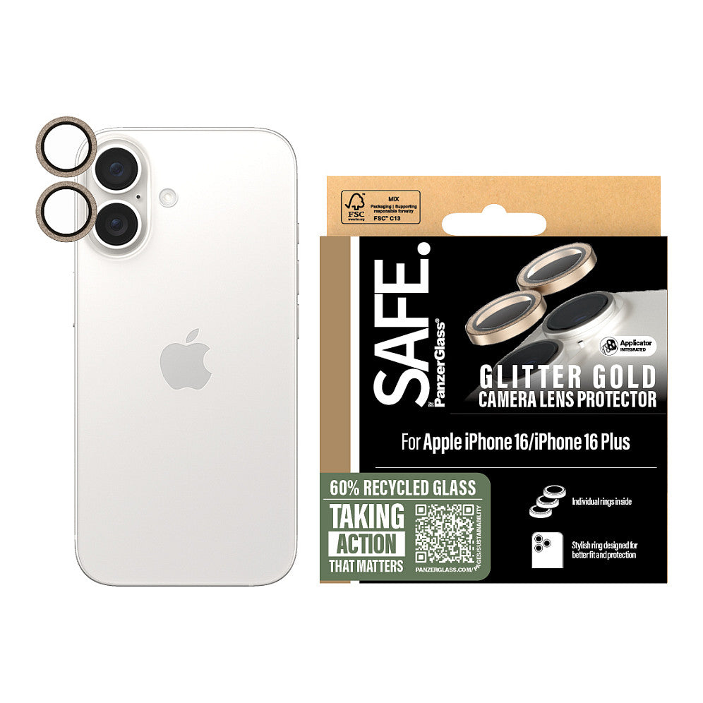 SAFE Camera Protector Glitter Gold iPhone 16/16 Plus