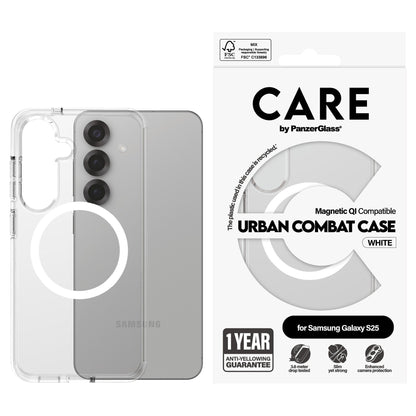 CARE Flagship Case Clear w. white QI Compatible Galaxy S25