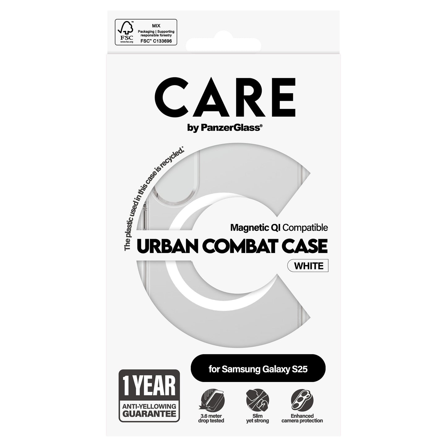 CARE Flagship Case Clear w. white QI Compatible Galaxy S25