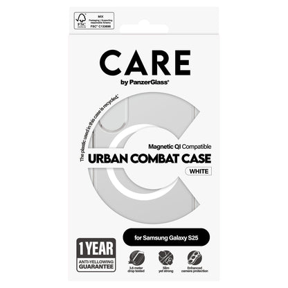 CARE Flagship Case Clear w. white QI Compatible Galaxy S25