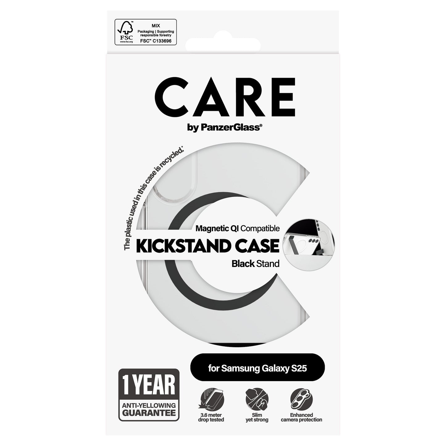 CARE Feature Case Clear Kickstand & QI Compatible Galaxy S25