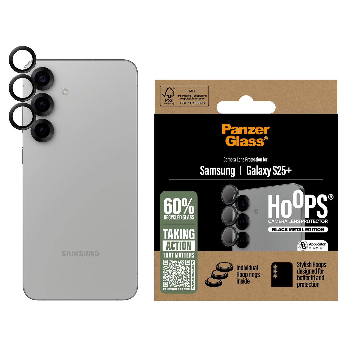 PanzerGlass Hoops Black Lens Protector Samsung Galaxy S25 Plus
