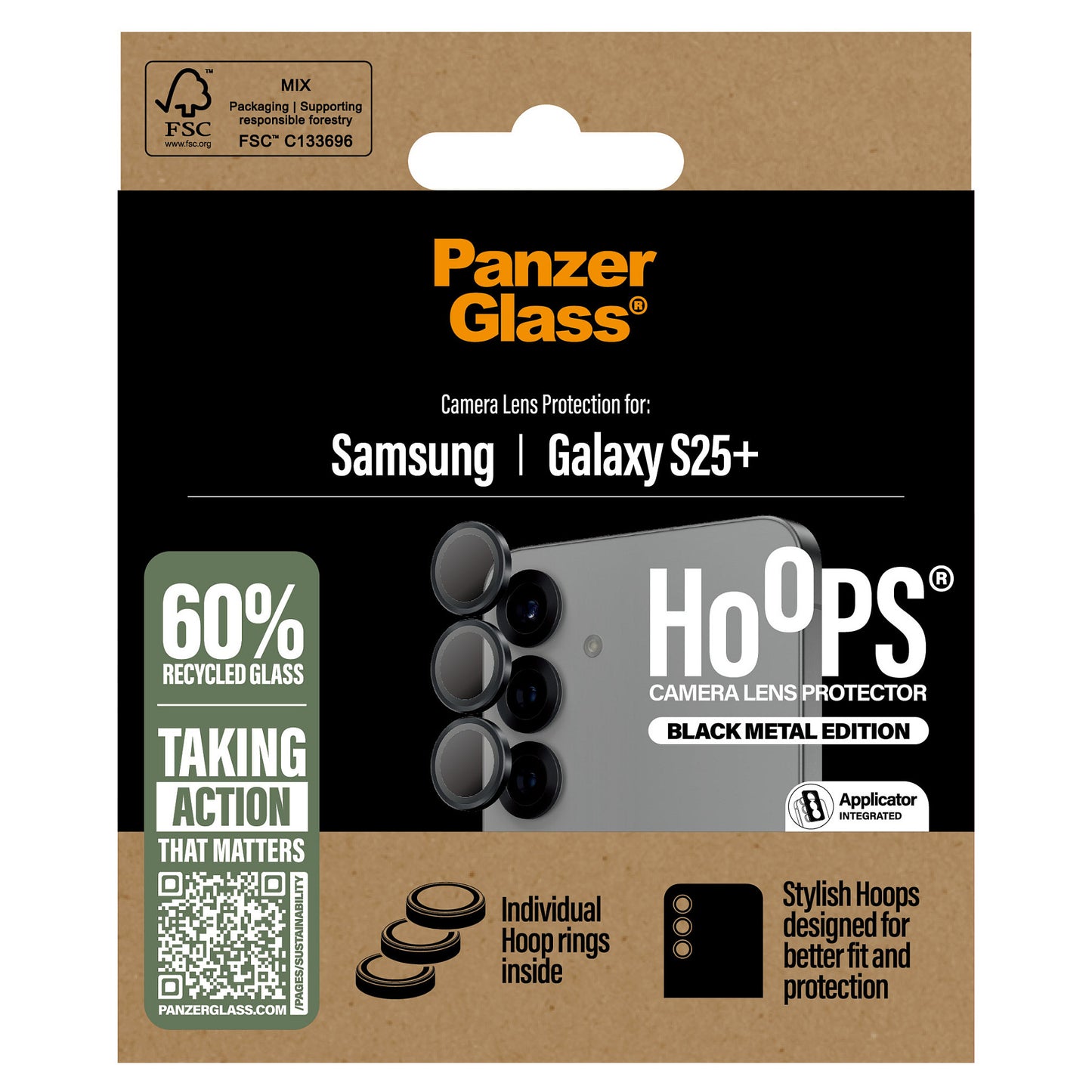 PanzerGlass Hoops Black Lens Protector Samsung Galaxy S25 Plus