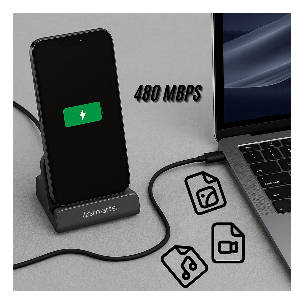 4smarts Ladestation VoltDock USB-C 60W. grau