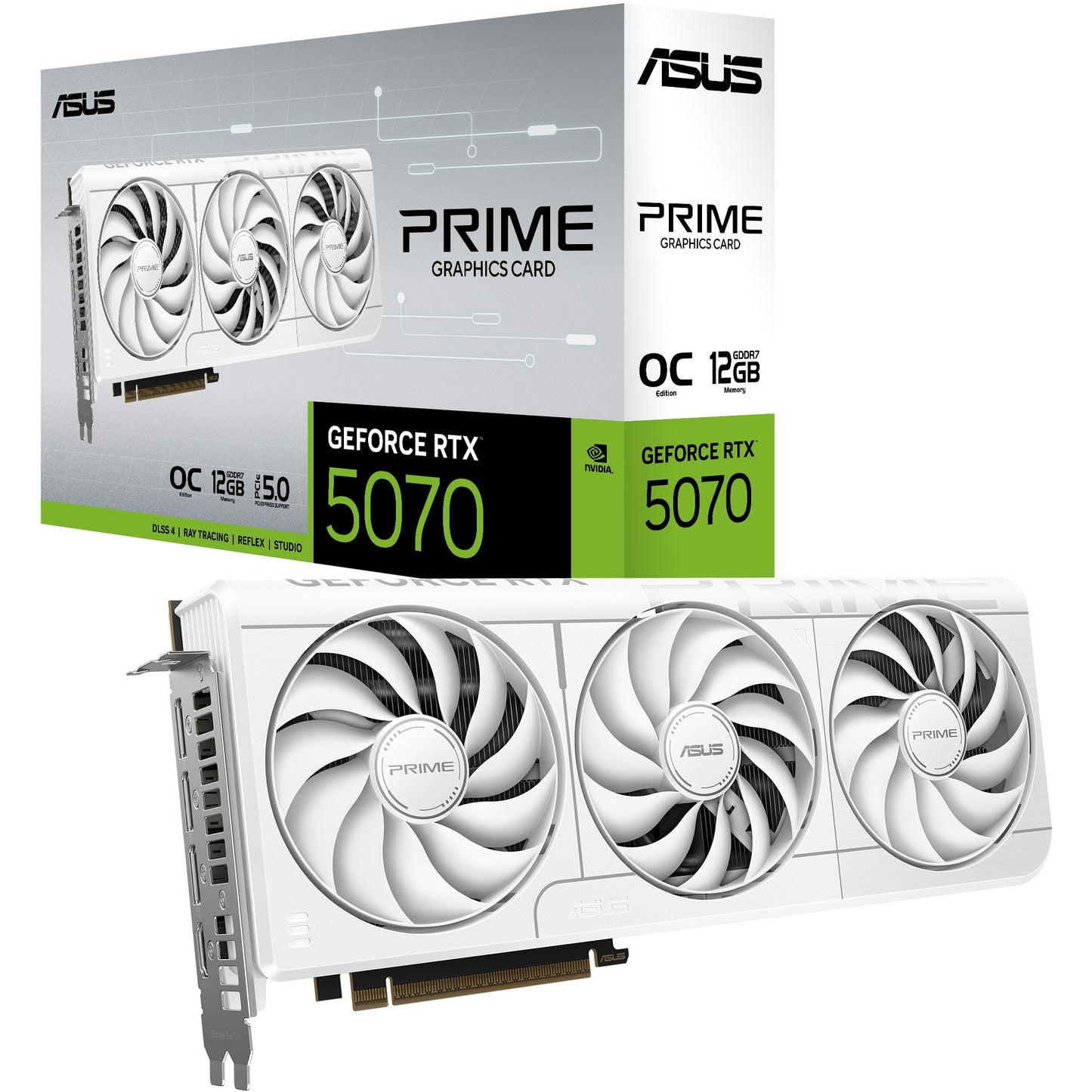RTX 5070 12GB ASUS Prime OC GDDR7 3 Fan white