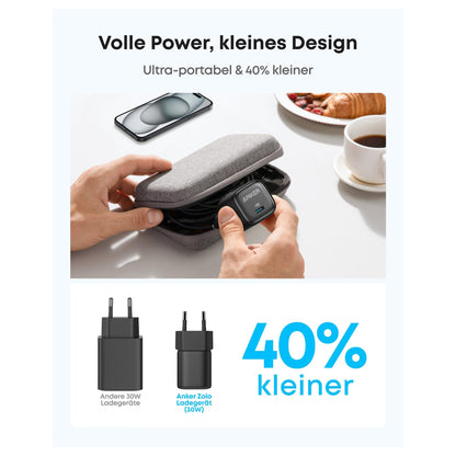 ANKER Charger 30W kompaktes GaN Schnellladegert 1x USB-C schwarz