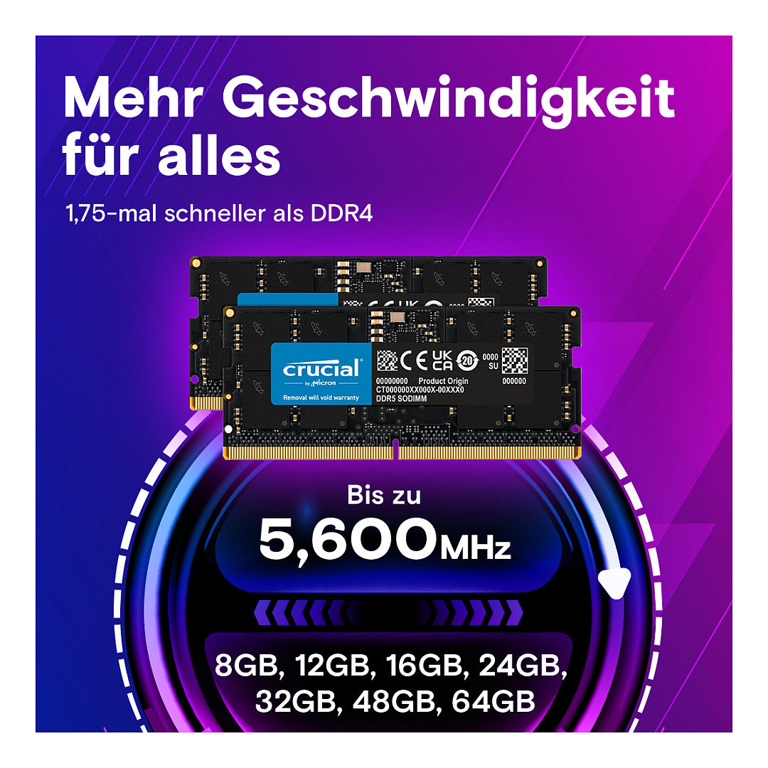 Crucial DDR5-5600 64GB SODIMM CL46 (16Gbit)