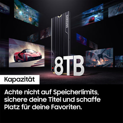 M.2. SAMSUNG 9100 PRO Heatsink NVMe 1TB PCIe 5.0 14.700 MB/s Lesen 13.300 MB/s Schreiben Interne SSD fr PC-Gaming