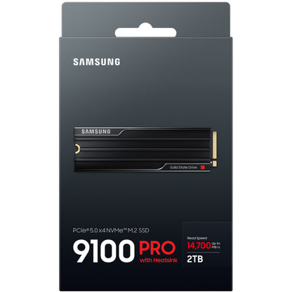 M.2. SAMSUNG 9100 PRO Heatsink NVMe 2TB PCIe 5.0 14.800 MB/s Lesen 13.400 MB/s Schreiben Interne SSD fr PC-Gaming