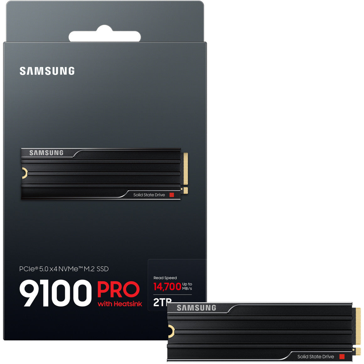 M.2. SAMSUNG 9100 PRO Heatsink NVMe 2TB PCIe 5.0 14.800 MB/s Lesen 13.400 MB/s Schreiben Interne SSD fr PC-Gaming
