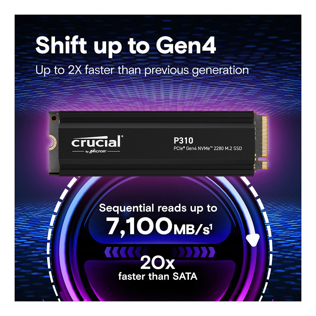 M.2 Crucial P310 Gen4 2280 4TB NVMe PCIe M.2 SSD mit heatsink