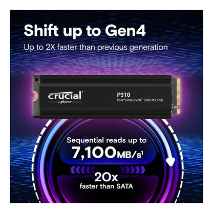 M.2 Crucial P310 Gen4 2280 4TB NVMe PCIe M.2 SSD mit heatsink