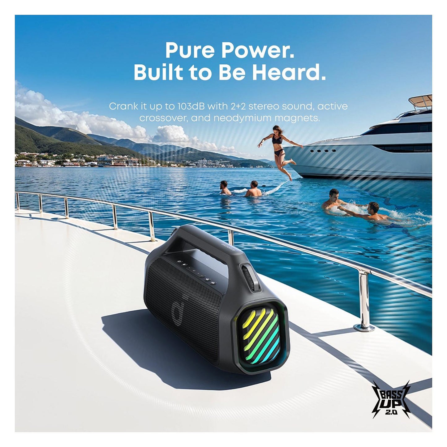 Soundcore Boom 2 Pro tragbarer Bluetooth Lautsprecher, Schwarz, Kabellos, 140W, A3134A11