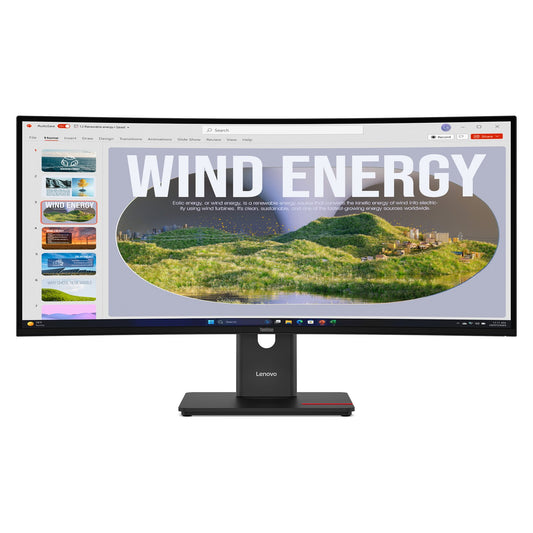 86,4cm/34" (3440x1440) Lenovo ThinkVision T34WD-40 21:9 WQHD VA Curved 4ms 120Hz HDMI DisplayPort USB-C USB-A RJ45 VESA Kensington