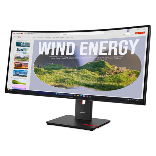 86,4cm/34" (3440x1440) Lenovo ThinkVision T34WD-40 21:9 WQHD VA Curved 4ms 120Hz HDMI DisplayPort USB-C USB-A RJ45 VESA Kensington