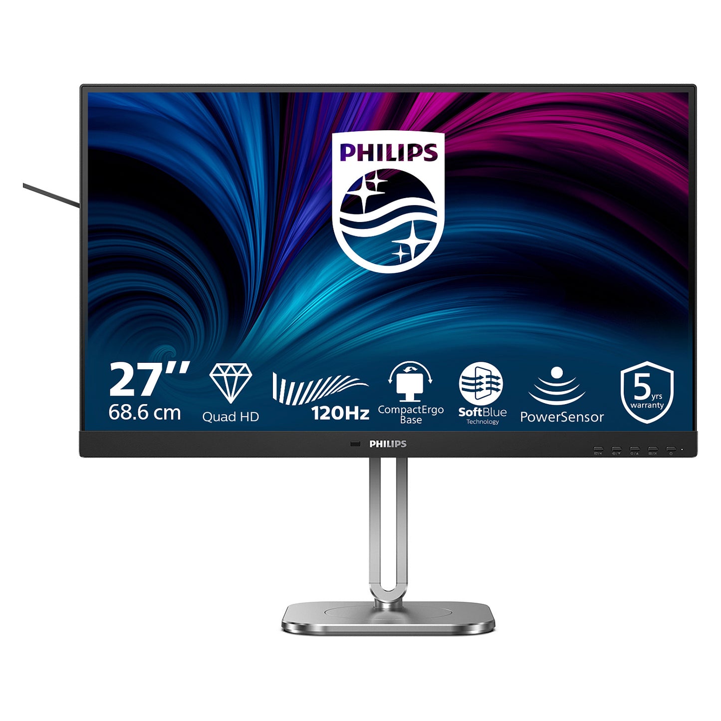 PHILIPS 68,58cm 27Z 2560x1440 120Hz IPS Flat H/A 150 MM TUV EyeSafe certified USB HUB SPEAKERS Power/Light sensor DP 2xHDMI 350cd/m2