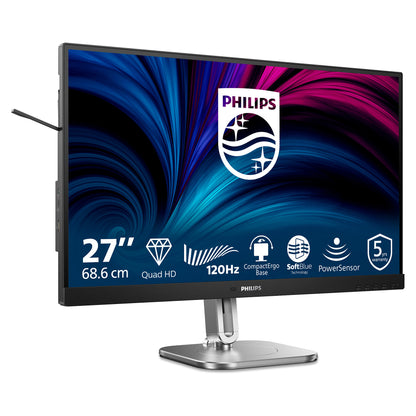 PHILIPS 68,58cm 27Z 2560x1440 120Hz IPS Flat H/A 150 MM TUV EyeSafe certified USB HUB SPEAKERS Power/Light sensor DP 2xHDMI 350cd/m2